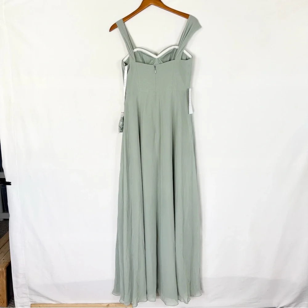 NEW Azazie Aaron Agave A Line Off the Shoulder Chiffon Convertible Dress Size A8 - Picture 3 of 6